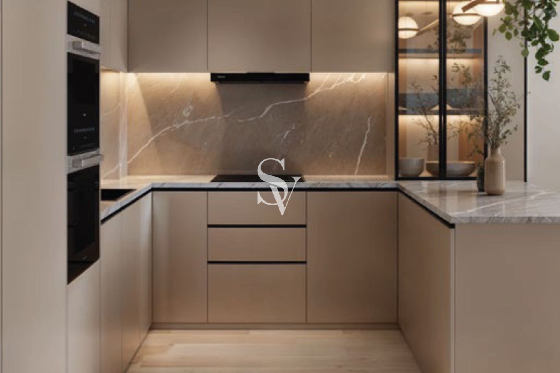 Closed Kitchen | Massive layout | Corner unit