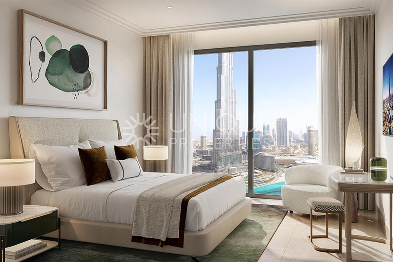 Partial Fountain and Burj Park View| Spacious